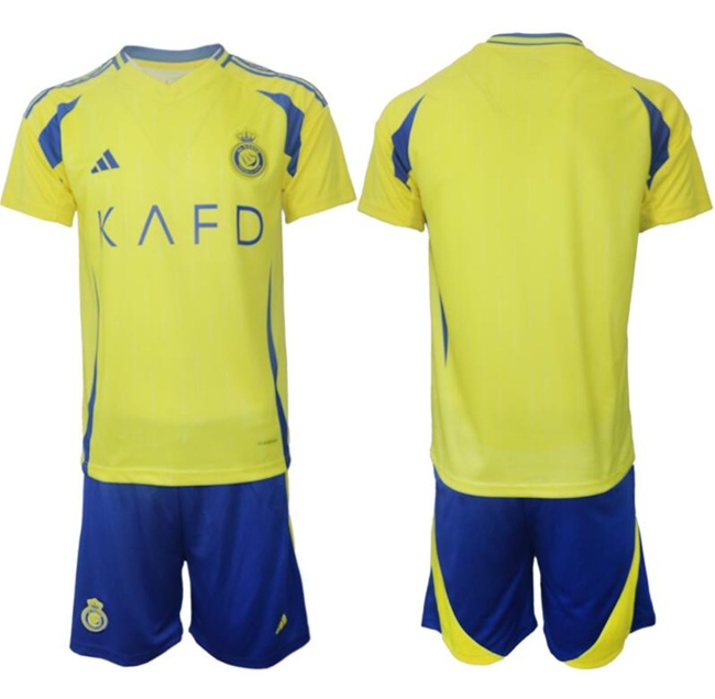 Youth Al Nassr Custom Yellow Home Soccer Jersey Suit